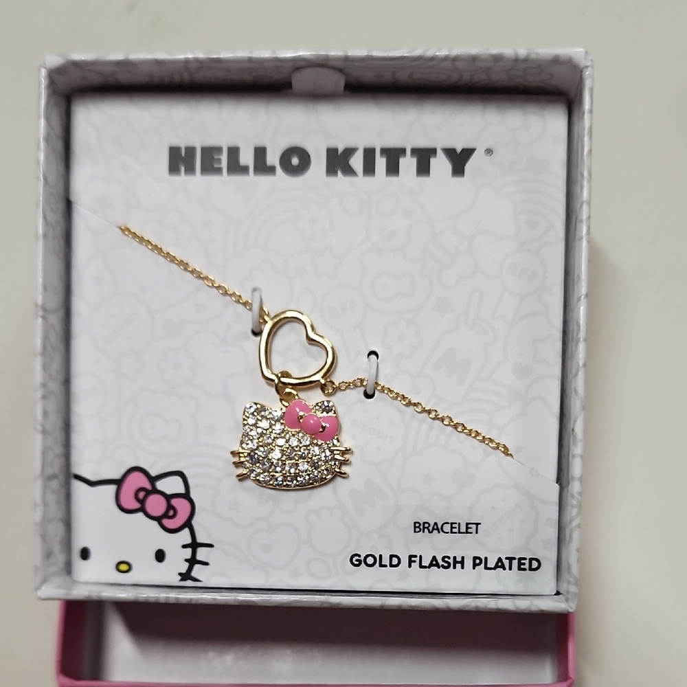 Hello Kitty Gold Bracelet with Pink Bow